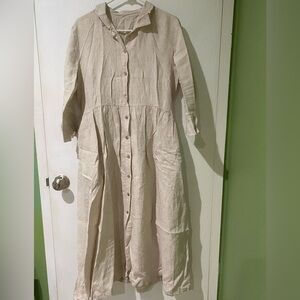 Elegant Beige Linen Dress